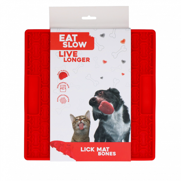Eat Slow Live Longer Lick Mat Bones Red Top Merken Winkel